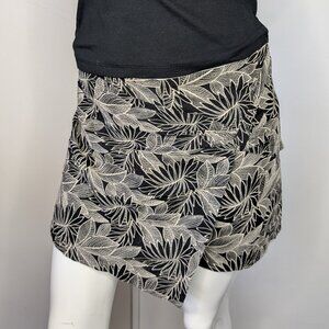 Zara Black and Cream Floral Skirt